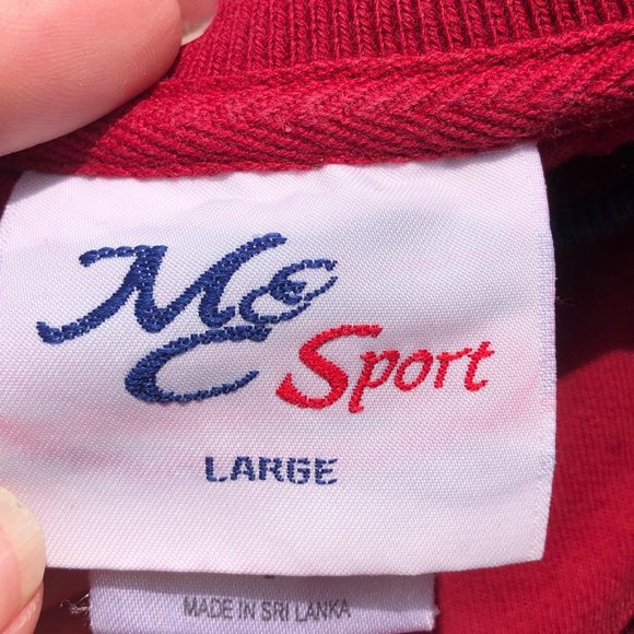 Vintage M&C Sport Mens L Sweatshirt Top Notch Fisherman Red Blue Embroidered - Picture 8 of 10